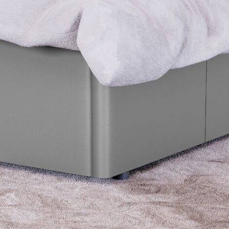 Lisbon 5ft King Size Faux Leather Ottoman Bed Frame, Grey, 200 x 150 cm