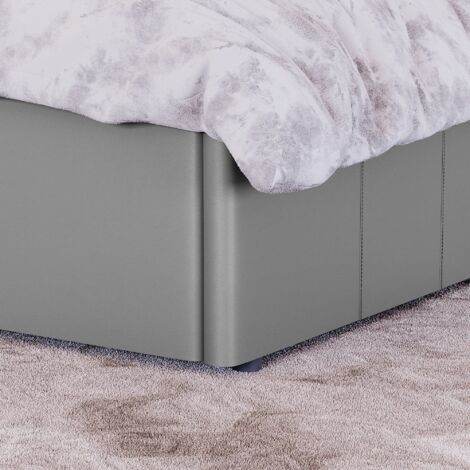 Lisbon 3ft Single Faux Leather Ottoman Bed Frame, Grey, 190 x 90 cm