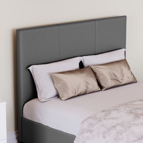 Lisbon 3ft Single Faux Leather Bed Frame, Grey, 190 x 90 cm