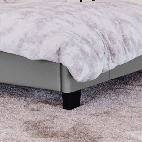 Lisbon 3ft Single Faux Leather Bed Frame, Grey, 190 x 90 cm
