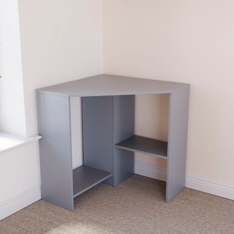 Hetton Corner Computer Desk 2 Shelf PC Workstation Shelves Storage Home Office Table, Grey
