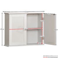 Priano 2 Door Bathroom Cabinet Mirrored Wall Mounted Cabinet, White