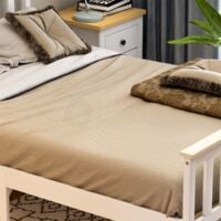 Milan 4ft6 Double Solid Pine Wood Bed Frame, High Foot End, White & Pine, 190 x 135 cm