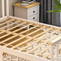 Milan 4ft6 Double Solid Pine Wood Bed Frame, High Foot End, White & Pine, 190 x 135 cm