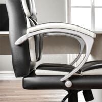 Henderson Office Chair Faux Leather Adjustable Ergonomic Executive Computer Desk Chair Swivel Seat, Black & White