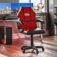 Comet Gaming Chair Office Faux Leather Computer Desk Recliner Swivel Seat, Red & Black