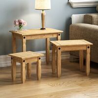 Corona Nest of Tables Set of 3 Solid Pine Coffee Side End Table