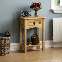 Corona 1 Drawer Console Table With Shelf Solid Pine Side End Hallway Table