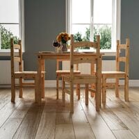 Corona 4 Seater Dining Set Table & 4 Chairs Solid Pine