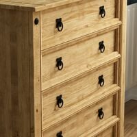 Corona 5 Drawer Chest of Drawer Rustic Solid Pine Bedroom Storage Furniture