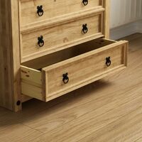 Corona 5 Drawer Chest of Drawer Rustic Solid Pine Bedroom Storage Furniture