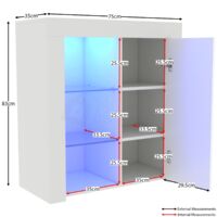 Azura LED Sideboard 1 Door Modern High Gloss Storage Cabinet Cupboard, White