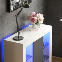 Azura LED Sideboard Large 1 Door Modern High Gloss Storage Cabinet Cupboard, White & Grey
