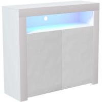 Nova LED Sideboard 2 Door Modern High Gloss Storage Cabinet Cupboard, White