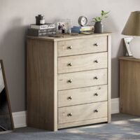 Panama 5 Drawer Chest of Drawer Solid Pine Bedroom Storage Furniture