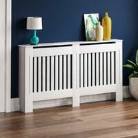 Chelsea Radiator Cover MDF Modern Cabinet Slatted Grill, White, Large