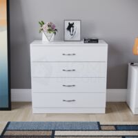 Riano 4 Drawer Chest of Drawers Bedroom Storage Furniture, White