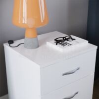 Riano 3 Drawer Bedside Table Cabinet Chest Nightstand Bedroom Furniture, White