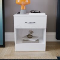 Riano 1 Drawer Bedside Table Cabinet Chest Nightstand Bedroom Furniture, White