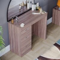 Riano Dressing Table 3 Drawer Makeup Vanity Computer Desk, Walnut