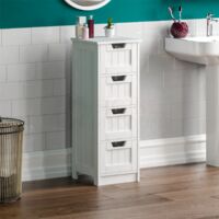 Priano 4 Drawer Freestanding Cabinet Bathroom Storage Cupboard, White
