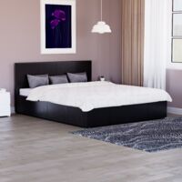 Lisbon 5ft King Size Faux Leather Ottoman Bed Frame, Black, 200 x 150 cm