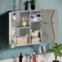 Tiano 2 Door Bathroom Cabinet Stainless Steel Mirrored Wall Mounted Cupboard