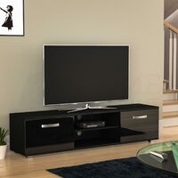 Cosmo TV Cabinet Stand 2 Door Modern High Gloss Cabinet Unit, 160cm, Black