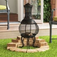 Steel Chiminea BBQ Fire Pit Grill Patio Garden Bowl Outdoor Camping Heater Log Burner