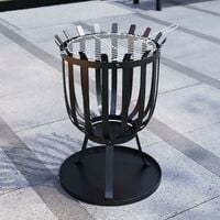 Steel Brazier Square BBQ Fire Pit Grill Patio Garden Outdoor Camping Heater Log Burner