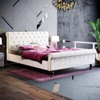 Violetta 5ft King Size Fabric Bed Frame, Crushed Velvet Champagne, 200 x 150 cm