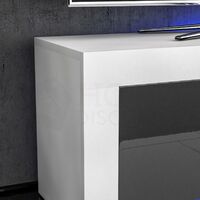 Eclipse LED TV Unit Cabinet Stand 2 Door Modern High Gloss Cabinet Unit, White & Grey