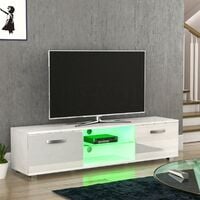 Cosmo LED TV Cabinet Stand 2 Door Modern High Gloss Cabinet Unit, 160cm, White