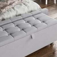 Valencia Storage Ottoman Bench Bedding Blanket Box Hallway Bedroom Chest, Light Grey Linen