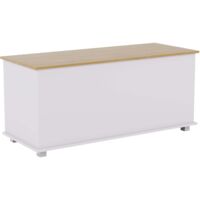 Leon Storage Ottoman Bench Bedding Blanket Box Hallway Bedroom Chest, White-&-Oak
