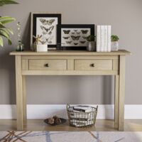 Panama 2 Drawer Console Table With Shelf Solid Pine Side End Hallway Table