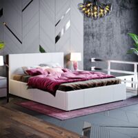 Veronica 4ft6 Double Fabric Ottoman Bed Frame, Light Grey Linen, 190 x 135 cm