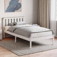 Milan 3ft Single Solid Pine Wood Bed Frame, Low Foot End, 90 x 190 cm, White-&-Pine