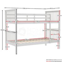 Milan 3ft Single Solid Pine Wood Detachable Bunk Bed, White