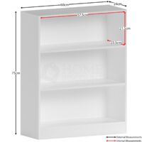 Cambridge 3 Tier Low Bookcase Shelving Storage Unit, White