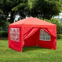 2.5x2.5m Pop Up Gazebo With Sides Outdoor Garden Heavy Duty Party Tent, Red