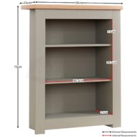 Arlington 3 Tier Bookcase Shelving Storage Unit, Grey