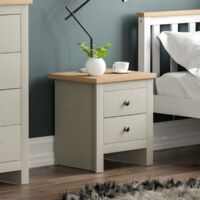 Arlington 2 Drawer Bedside Table Cabinet Chest Nightstand Bedroom Furniture, Grey
