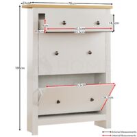 Arlington Shoe Cabinet 1 Drawer 2 Door Hallway Storage Cupboard Stand, White