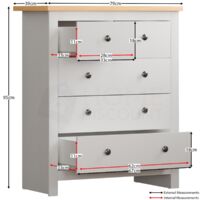 Arlington 5 Drawer Chest of Drawers Bedroom Storage Furniture, White