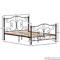 Chicago 4ft6 Double Metal Bed Frame, Black, 190 x 135 cm