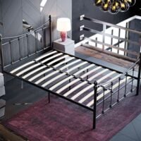 Paris 4ft Small Double Metal Bed Frame, Black, 190 x 120 cm