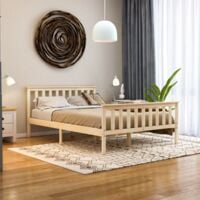 Milan 4ft6 Double Solid Pine Wood Bed Frame, High Foot End, Pine, 190 x 135 cm