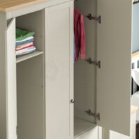 Arlington Wardrobe 3 Door 2 Drawer With Hanging Rail & Storage Shelf, Grey