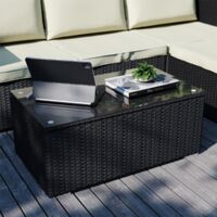 Hampton Rattan Garden Furniture 4 Seater Outdoor Corner Sofa Table Set, Black